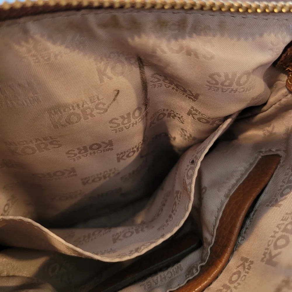 Michael Kors Bag Camden Drawstring Brown Genuine Leather Tassel Small Crossbody